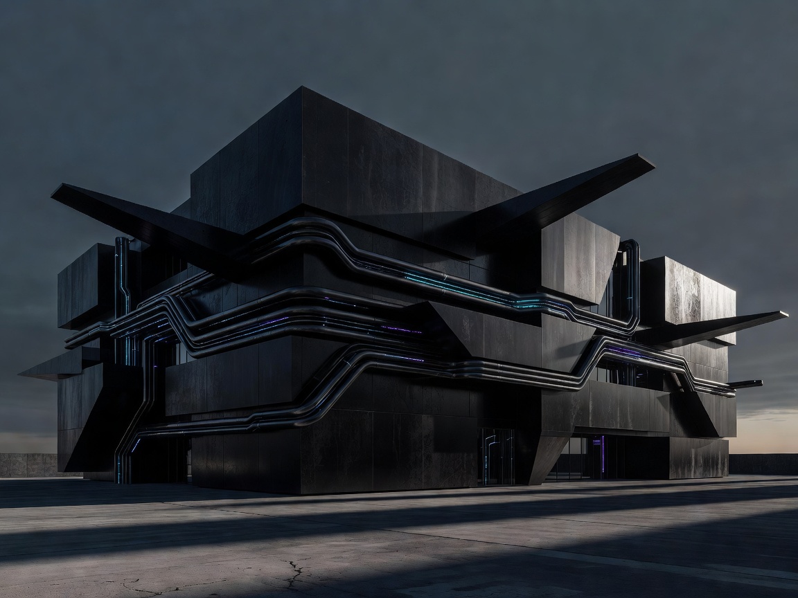 Dark architectural structure representing agentic services