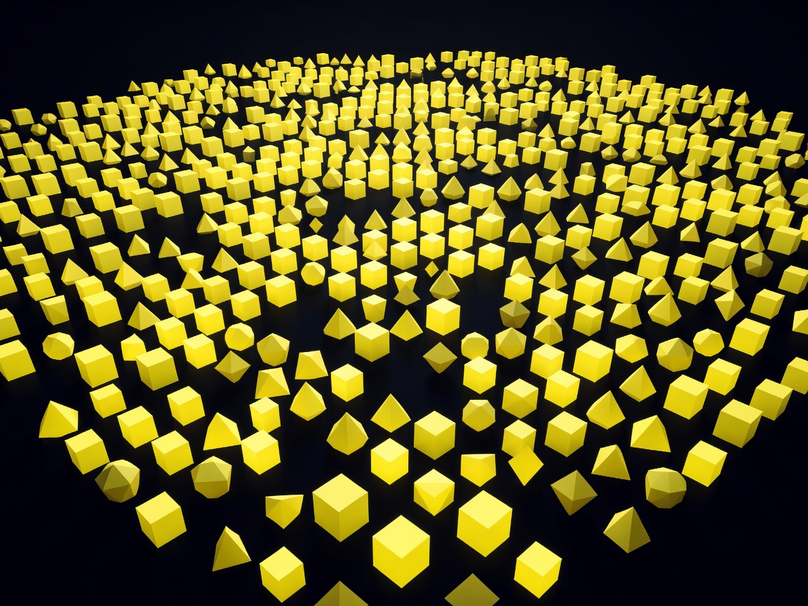 Geometric yellow forms representing intelligent AI agents